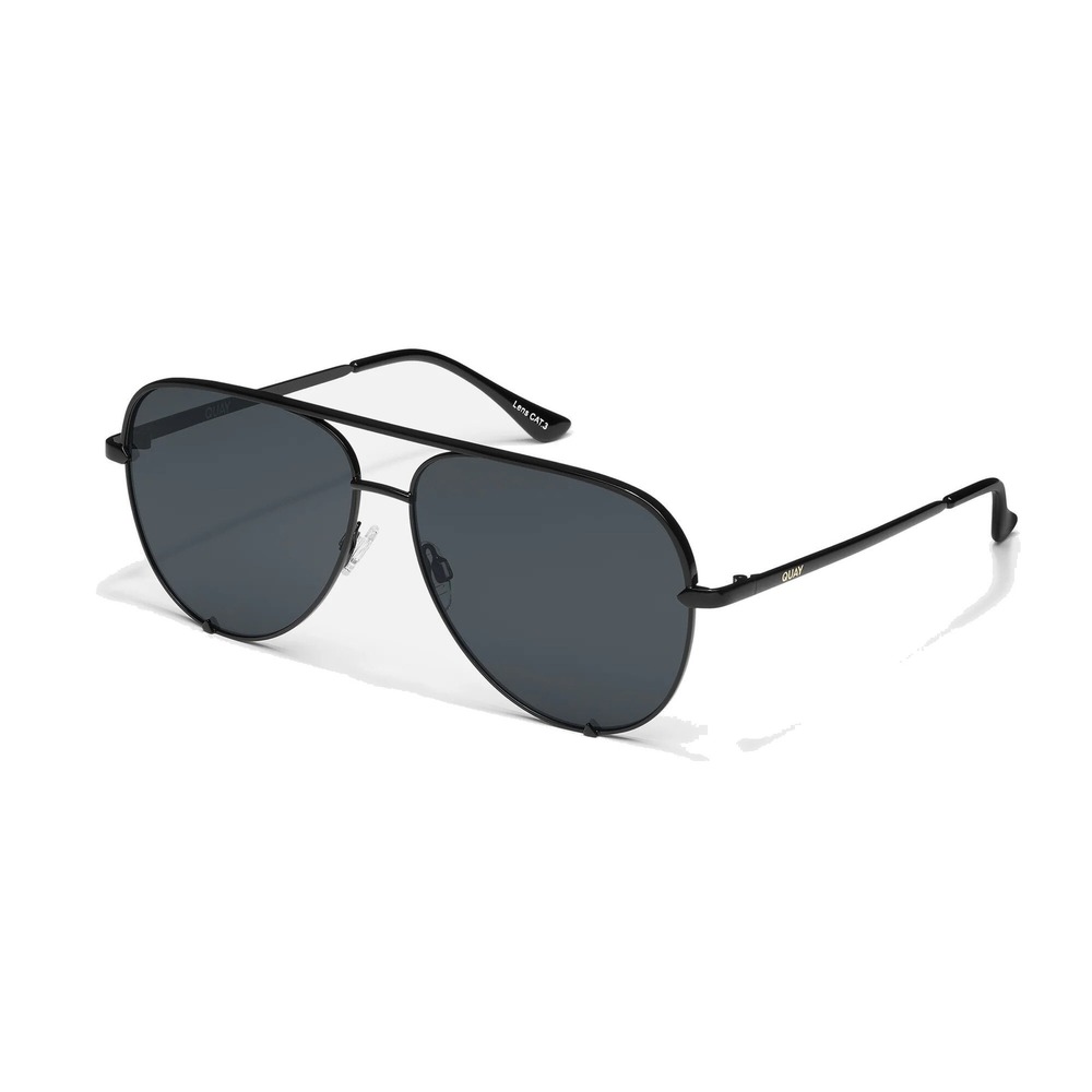 Quay High Key Mini Polarized Aviator Sunglasses Black‎ Gray Smoke Lenses 126
